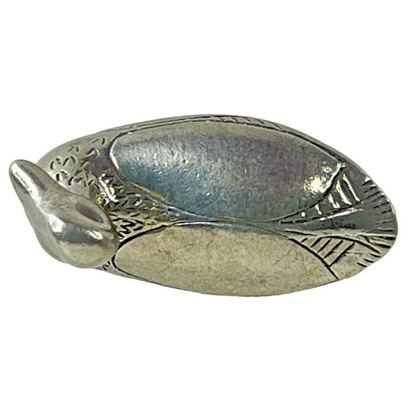 Kirk Pewter Duck Figurine #751 Miniature 1 3/4” x 1” Swimming Fowl Bird Vintage - Picture 3 of 7